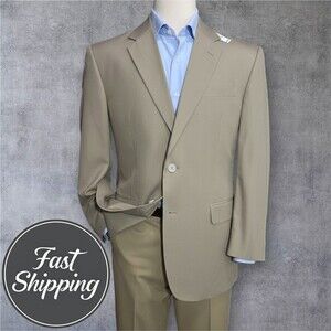 $350 JOS A BANK Mens Blazer Sport Coat 2-Button Jacket 46R Tan Cotton Blend